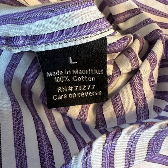 Apt. 9 Mens Purple & White Striped Button-Down Shirt Size L Cotton - Picture 7 of 11